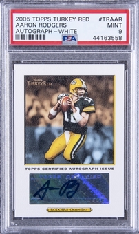 2005 Topps Turkey Red White #TRAAR Aaron Rodgers Signed Rookie Card (#20/25) - PSA MINT 9